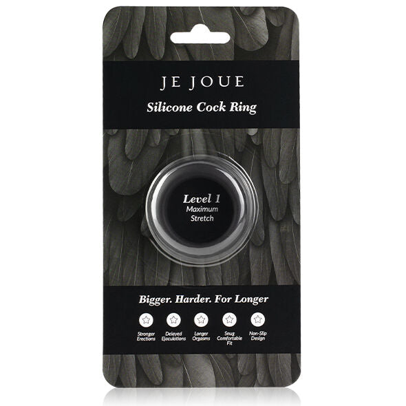 JE JOUE - ANNEAU PÉNIAL EN SILICONE À EXTENSION MAXIMALE - NOIR