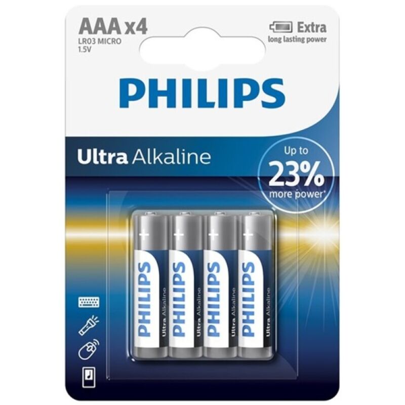 PHILIPS - ULTRA ALKALINE BATTERIJ AAA LR03 4 STUKS