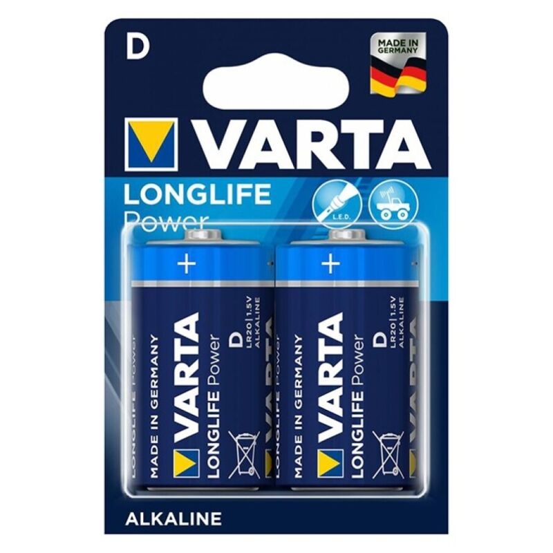 VARTA - LONGLIFE POWER ALKALINE BATTERIJ D LR20 2 STUKS