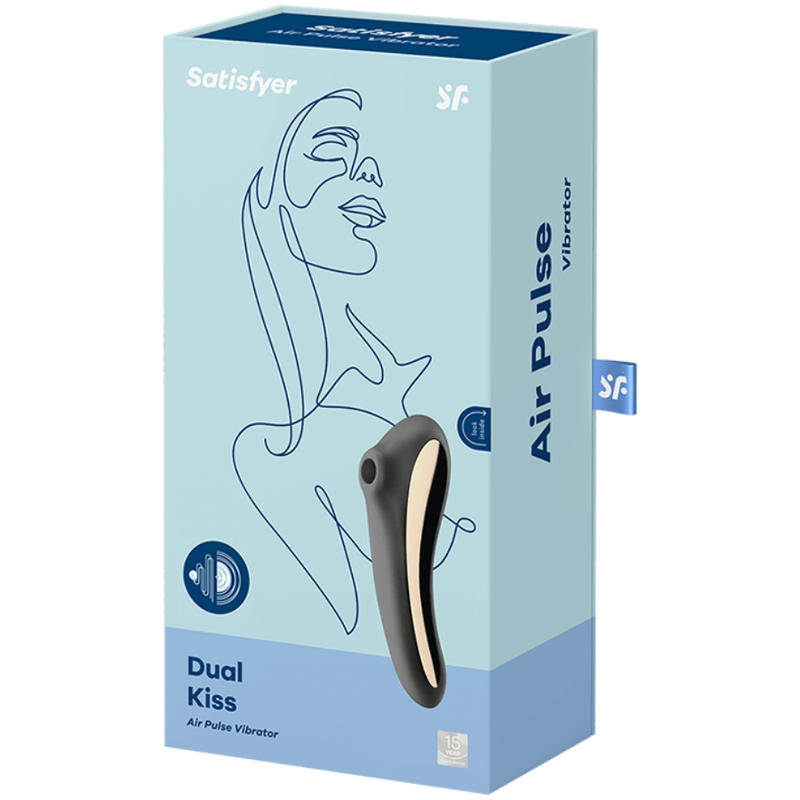 SATISFYER - DUAL KISS AIR PULSE VIBRATOR ZWART