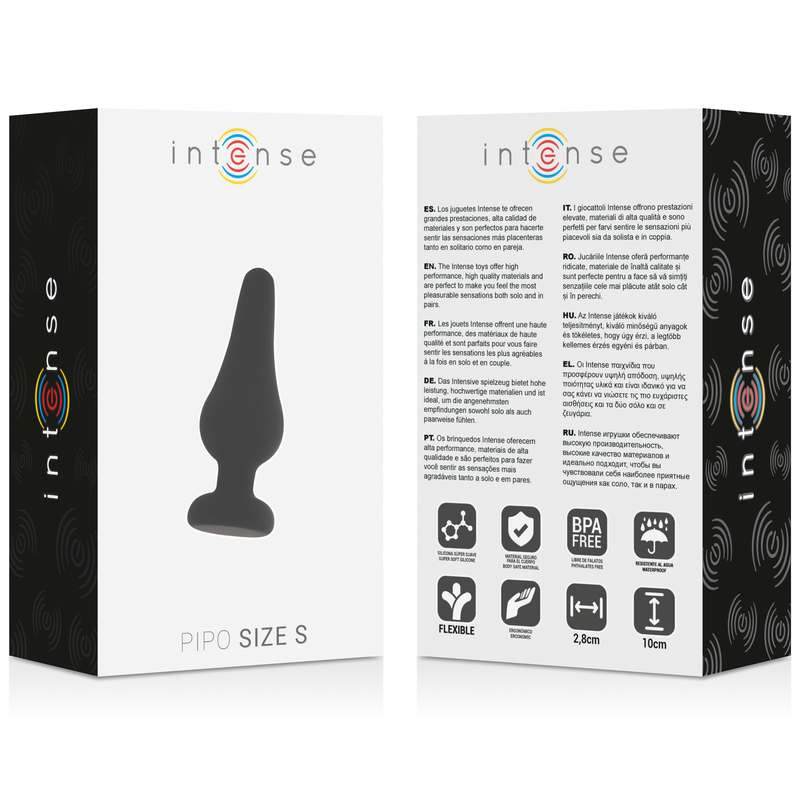 INTENSE - Анальная пробка PIPO S, черный силикон, 9,8 см