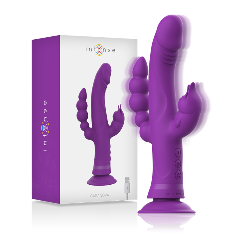 INTENSE - CASANOVA KONIJNEN SILICONEN VIBRATOR DRIEVOUDIGE MOTOR PAARS