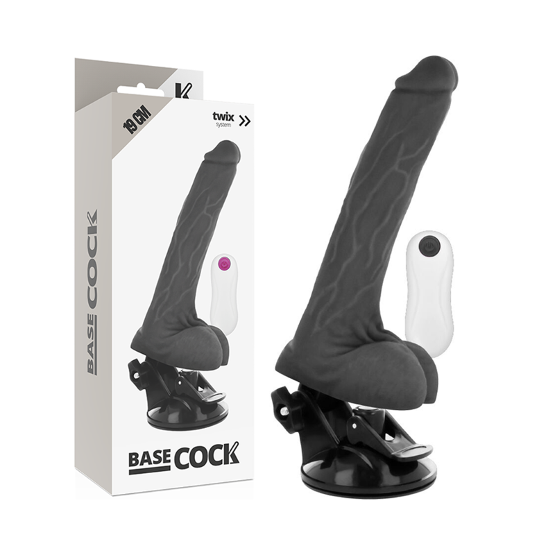 BASECOCK - VIBRATEUR RÉALISTE TÉLÉCOMMANDÉ COULEUR 19 CM -O- 4 CM