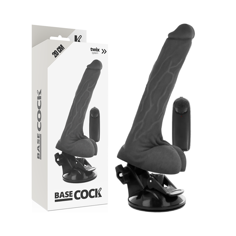 BASECOCK - VIBRATEUR RÉALISTE NATUREL À TÉLÉCOMMANDE AVEC TESTICULES 20 CM -O- 4 CM