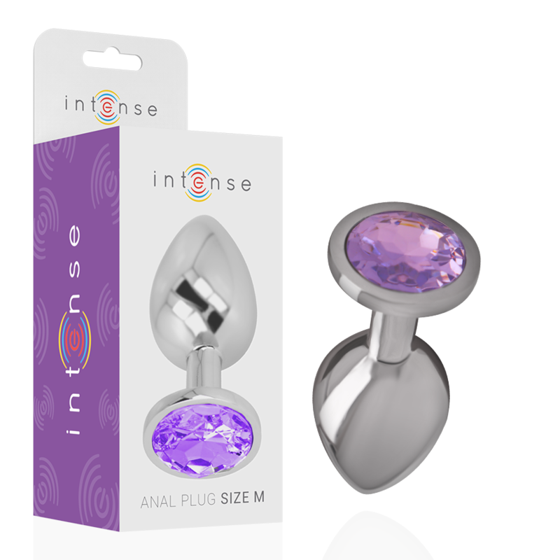 INTENSE - ALUMINIUM METALEN ANALE PLUG MET VIOLET KRISTAL MAAT M