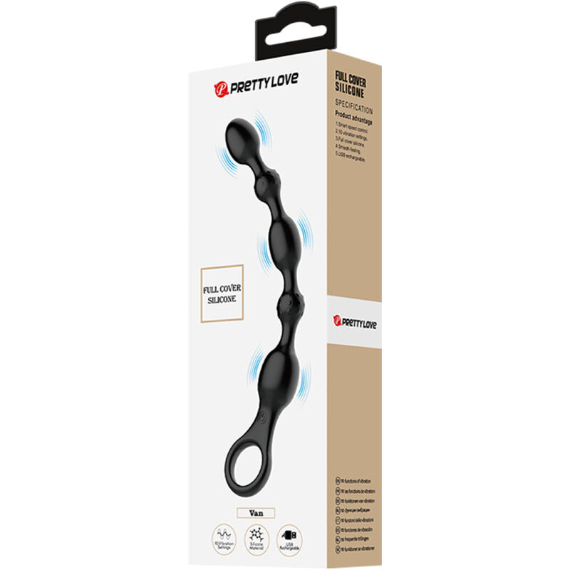 PRETTY LOVE - BOULES ANALES VAN 10 VIBRATIONS RECHARGEABLES EN SILICONE