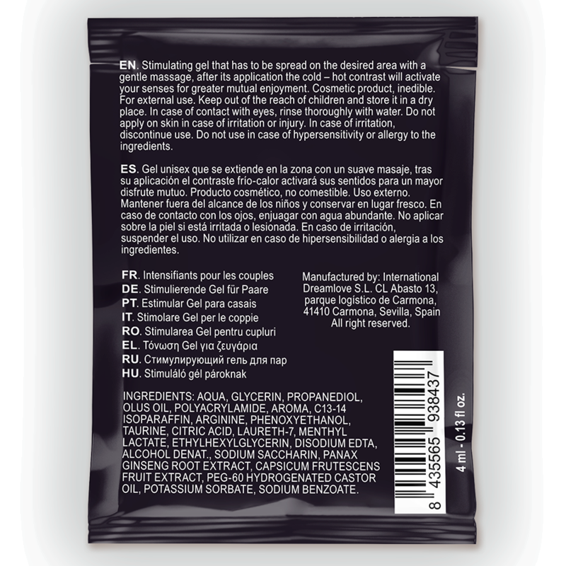 SPARTAN - Gel stimulant pour hommes, effet chaud-froid, 100 % végétalien, 4 ml