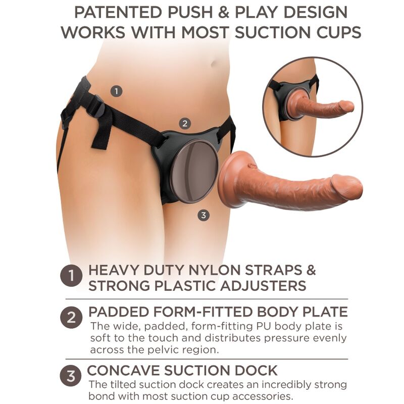 KING COCK - HARNAIS RÉGLABLE ELITE CONFORTABLE AVEC GODEMICHET 17,8 CM