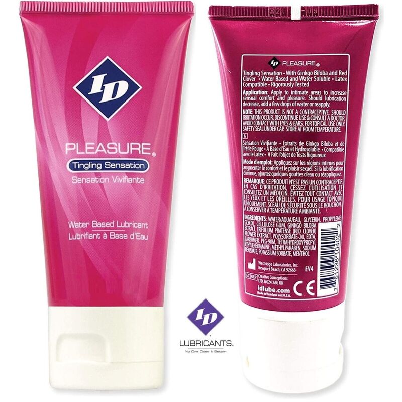 ID PLEASURE - GLIJMIDDEL OP WATERBASIS, TINGING SENSATION, REISTUBE 60 ML