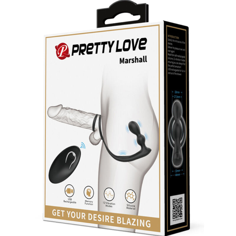 PRETTY LOVE - MARSHALL PENISRING MET VIBRERENDE ANALE PLUG MET AFSTANDSBEDIENING