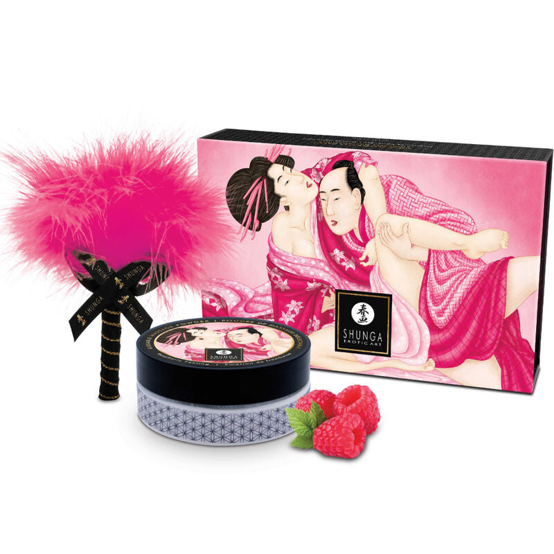 SHUNGA - KIT DE POUDRE DE MASSAGE COMESTIBLE À LA FRAMBOISE