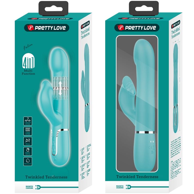 PRETTY LOVE - KONIJN VIBRATOR PARELS AQUA GROEN