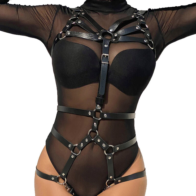 SUBBLIME - BODYHARNESS VERSTELBARE BANDEN LEER ZWART ONE SIZE