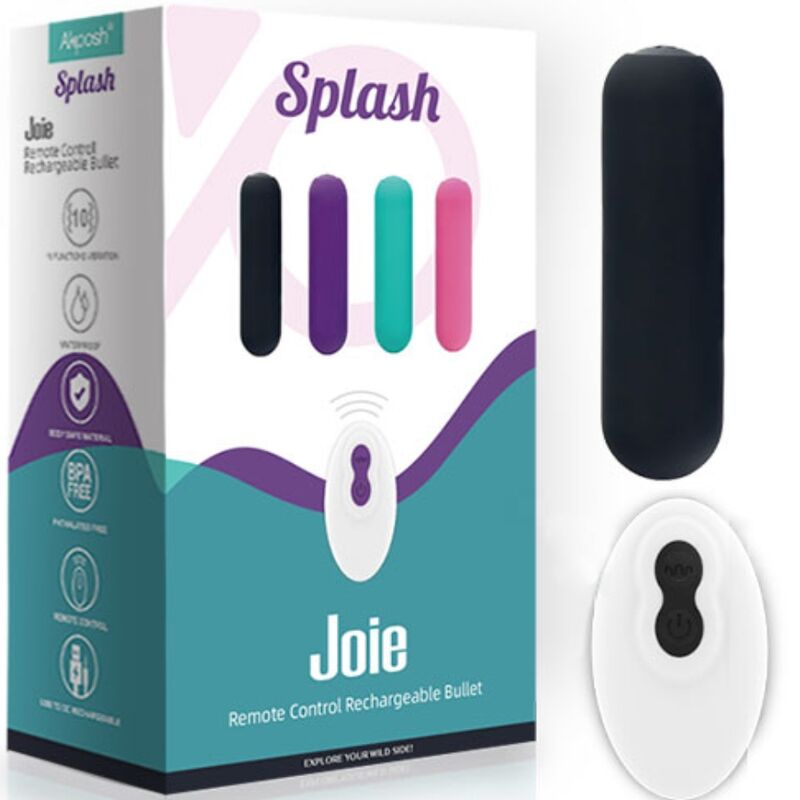 ARMONY - SPLASH JOIE VIBRATEUR BULLE EN SILICONE AVEC TÉLÉCOMMANDE, 10 VIBRATIONS, 75 X 19 CM, NOIR