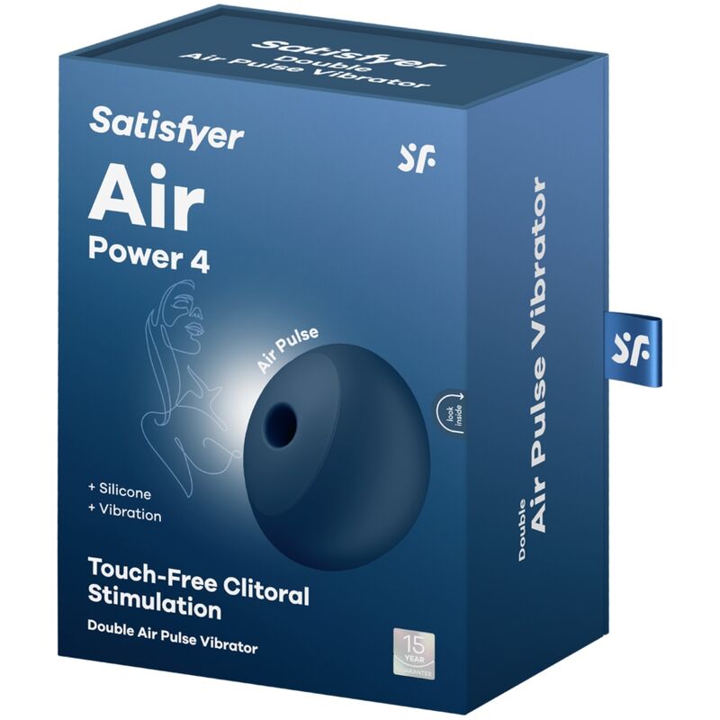 SATISFYER - STIMULATEUR ET VIBRATEUR AIR POWER 4, 12 VIBRATIONS, BLEU