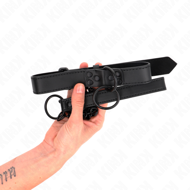 Ошейник Kind с темным поводком, 65 см, регулируемый размер 37-54 см, ширина 3 см.