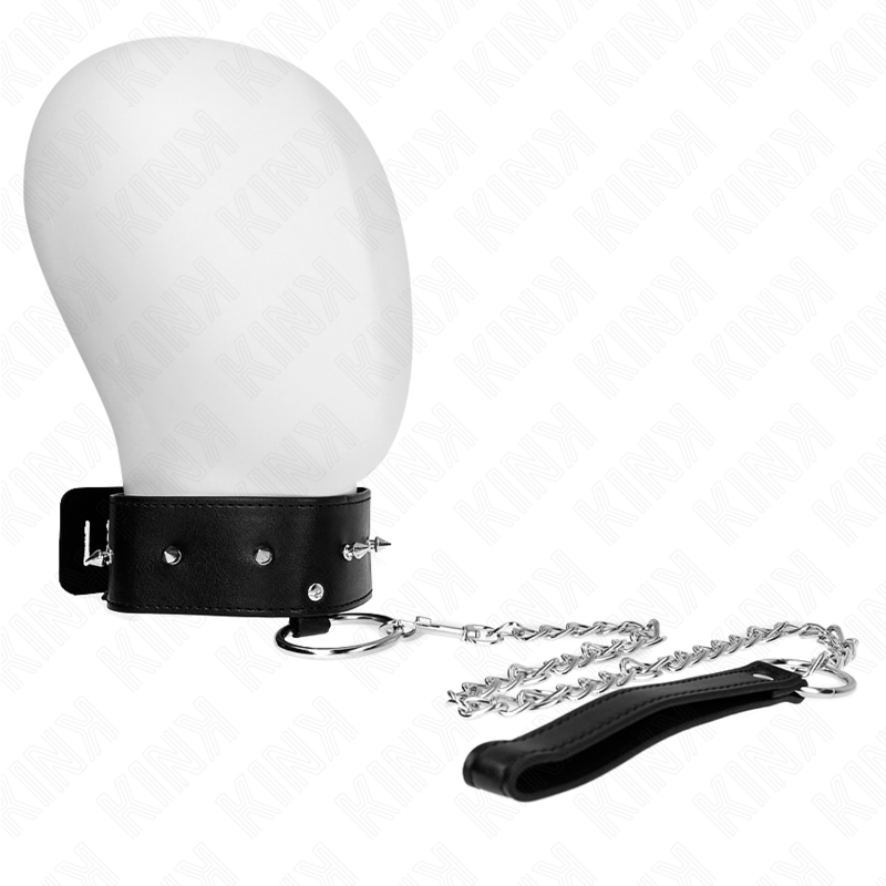 KINK - Ожерелье 65 см с поводком и серебряными заклепками, модель 2, регулируемое 36-43 см x 5 см