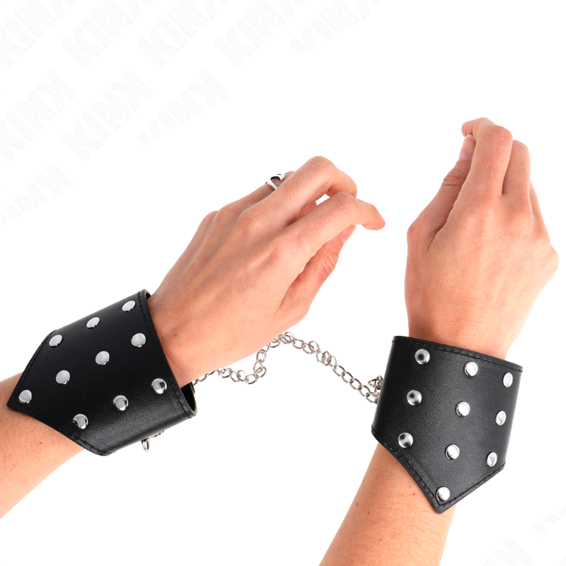 KINK - ZWARTE POLSBANDJES MET VERSTELBARE KETTING IN PUNTSTIJL 17-23 CM X 8,5 CM