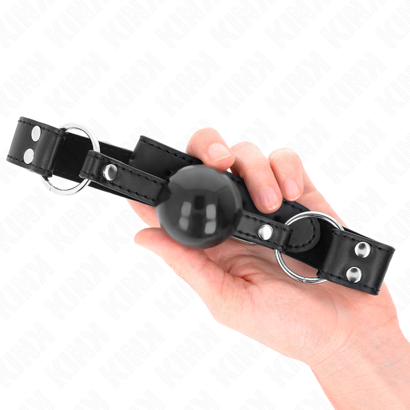 KINK - Мягкий и твердый кляп-шарик 4 см с ремешком из искусственной кожи 62 x 2,5 см, регулируемый размер 42-58 см