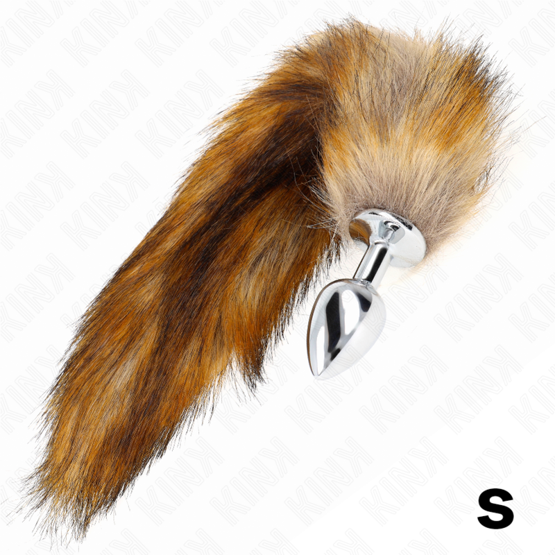 KINK - ANAAL PLUG MAAT S 7 X 3 CM MET SYNTHETISCHE STAART 40 CM BRUIN