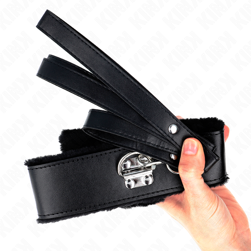 KINK - Ожерелье с поводком 116 см с серебряными заклепками, модель 4, черное, регулируемое 40-48 см x 6 см