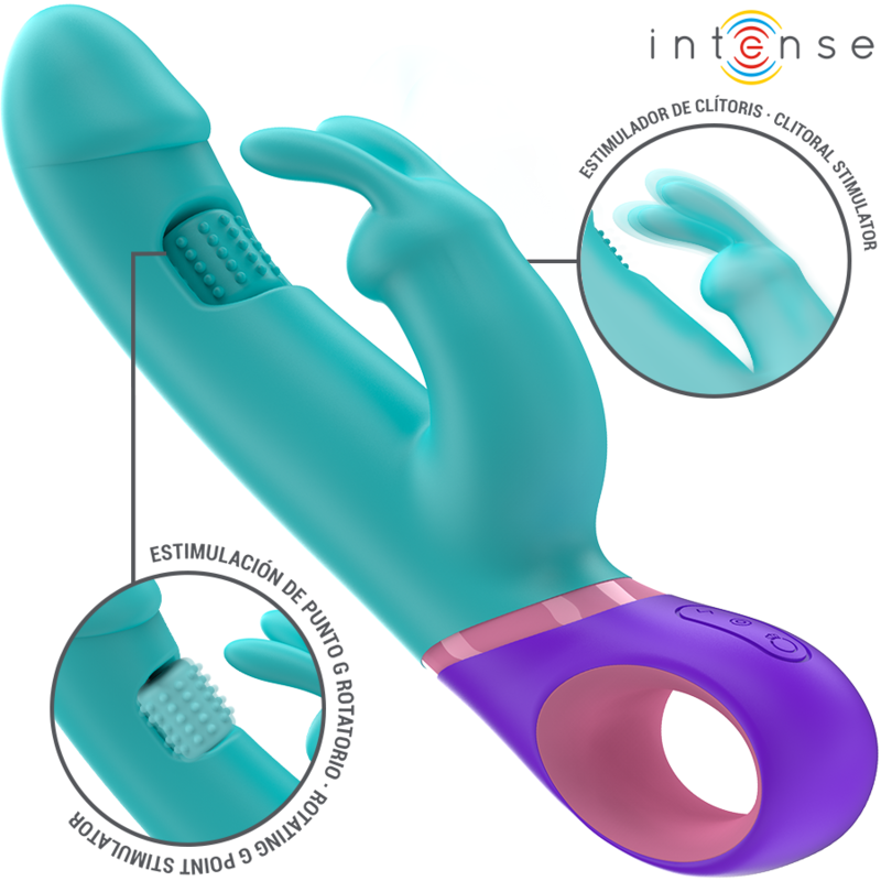INTENSE - MONICA RABBIT VIBRATEUR AVEC STIMULATEUR DE POINT G ROTATIF BLEU