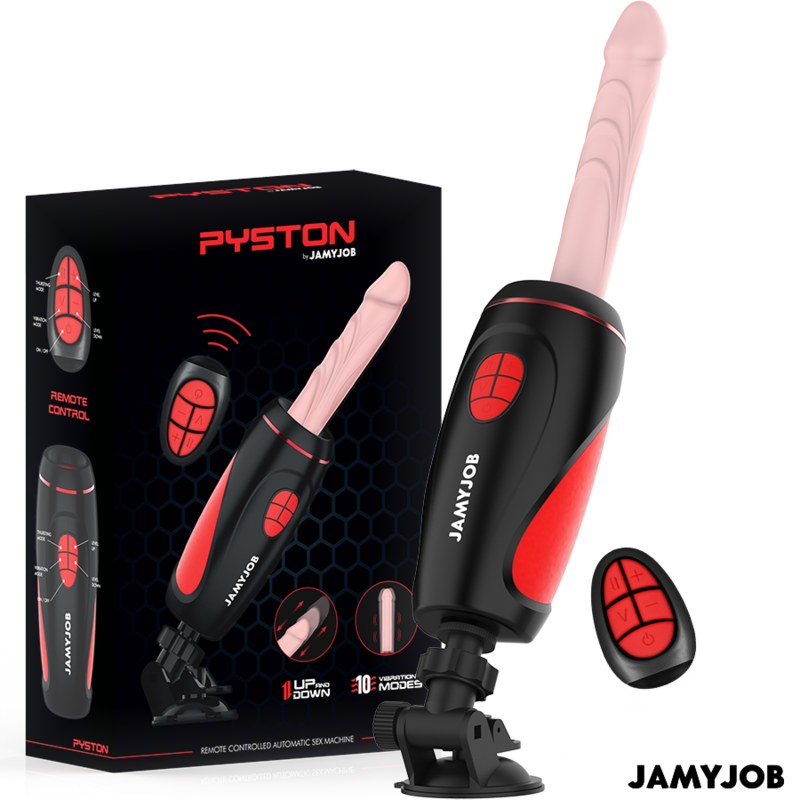 JAMYJOB - PYSTON BASE AUTOMATISCHE MASTURBATOR MET AFSTANDSBEDIENING DILDO