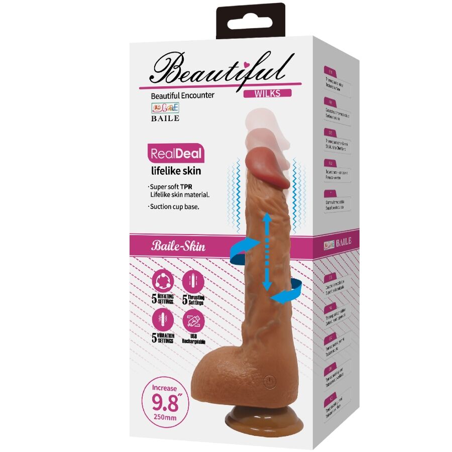 BAILE - BEAUTIFUL WILKS 5-INSTELLINGEN REALISTISCHE VIBRATOR 25 CM MULATO