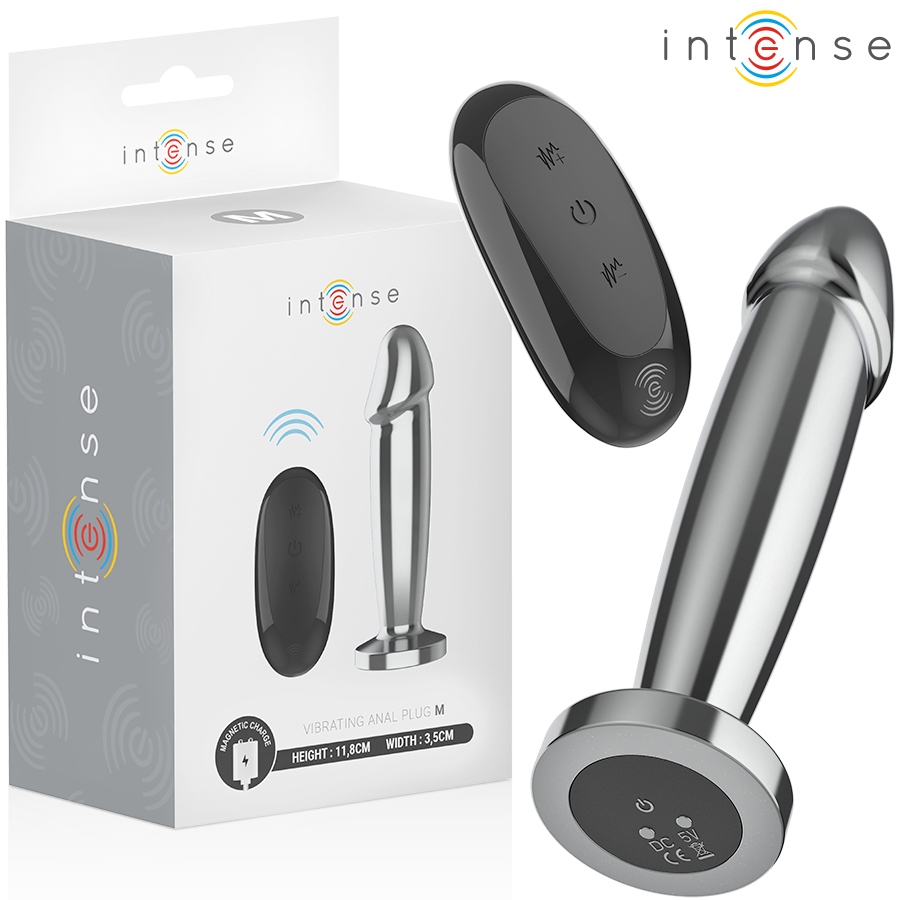 INTENSE - PLUG ANAL 10 VIBRATIONS GODEMICHET EN MÉTAL AVEC TÉLÉCOMMANDE M