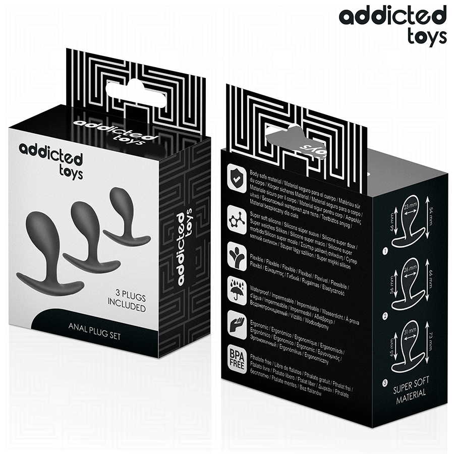 ADDICTED TOYS - LOT DE 3 PLUG ANAL EN SILICONE MODÈLE 3