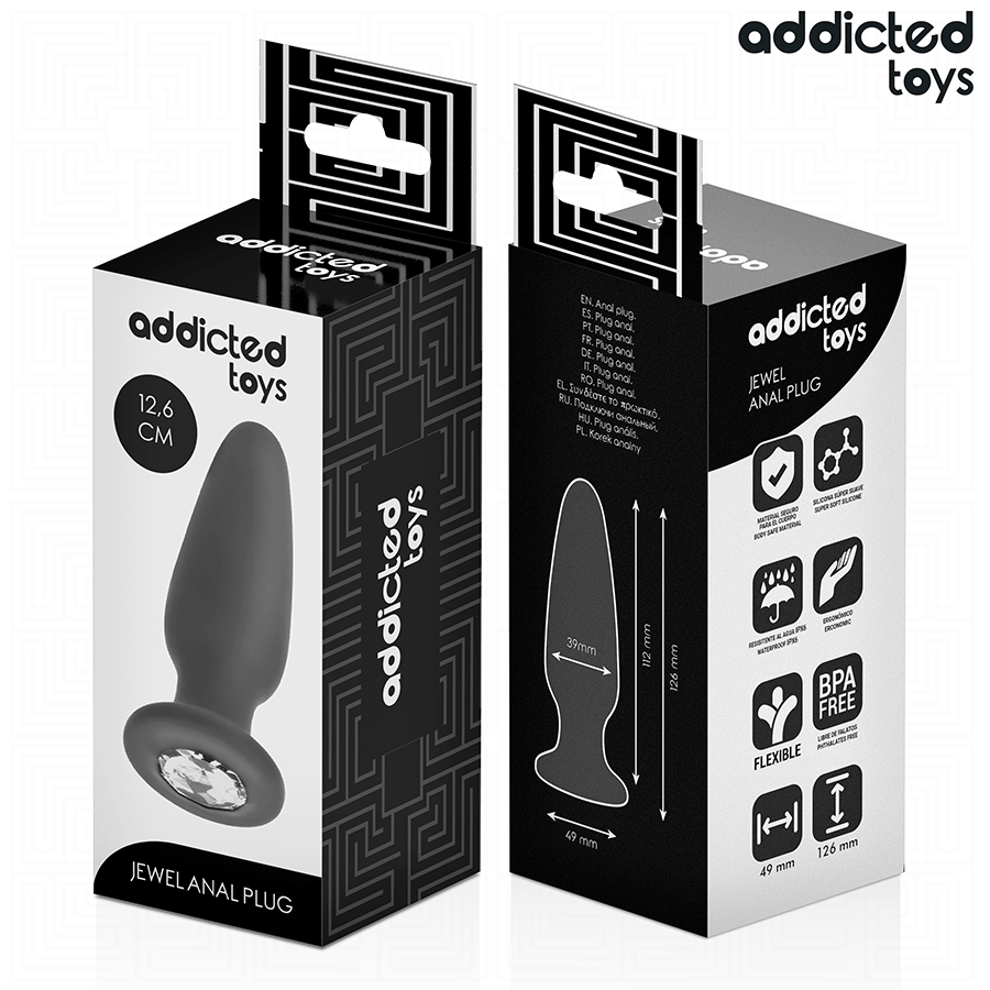 ADDICTED TOYS - ANALE PLUG MET JUWEEL SILICONEN MAAT L 12,6 CM