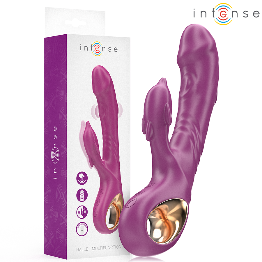 INTENSE - HALLE MULTIFUNCTION VIBRATOR WITH DOLPHIN STIMULATING TONGUE PURPLE