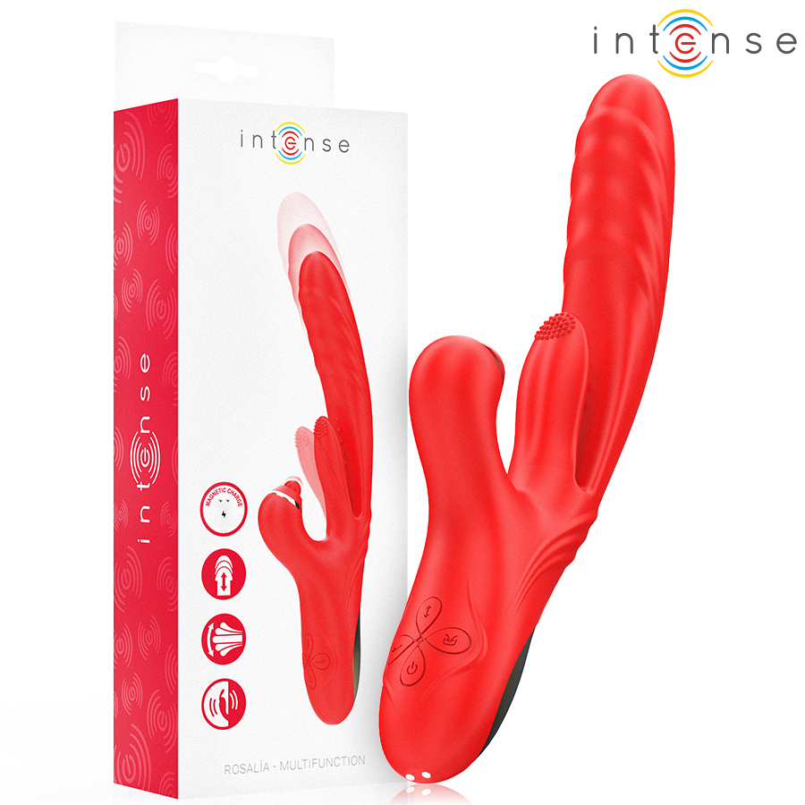 INTENSE - ROSALIA MULTIFUNCTIONELE VIBRATOR 3 IN 1 ROOD