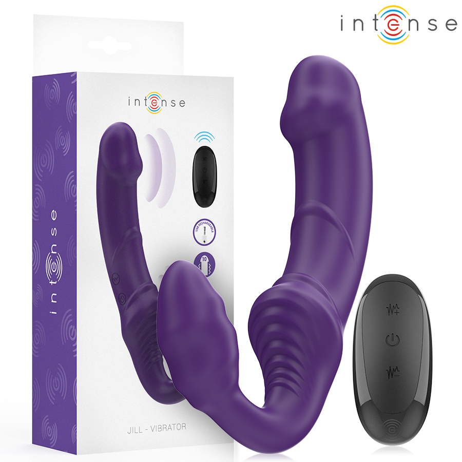 INTENSE - JILL DOUBLE VIBRATEUR 20 CM VIOLETTE AVEC TÉLÉCOMMANDE
