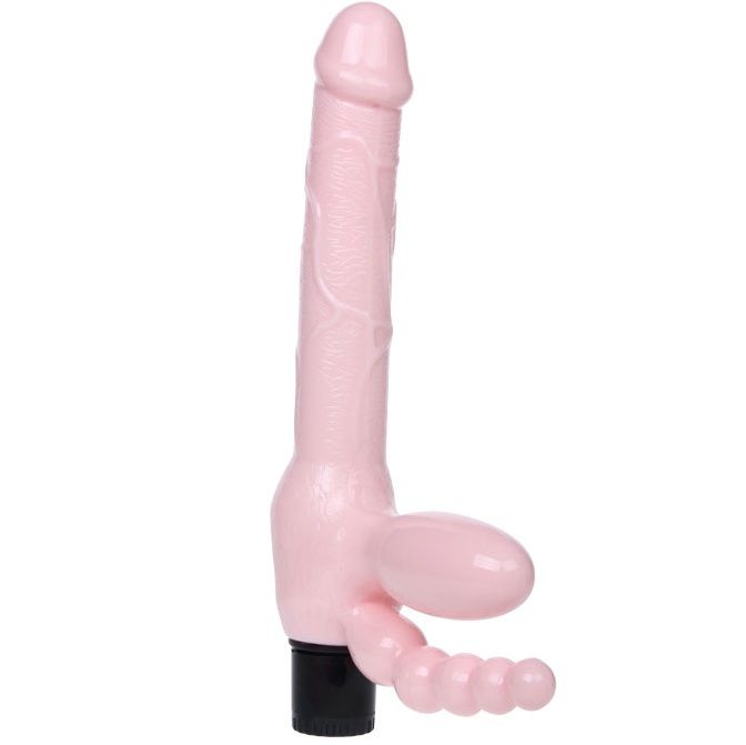BAILE - TPR TOUWLOOS HARNAS MET VIBRATIE EN ANALE STIMULATIE 25,4 CM