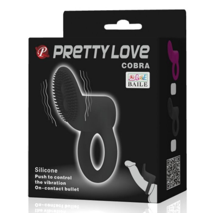 PRETTY LOVE - COBRA VIBRATOR RING ZWART