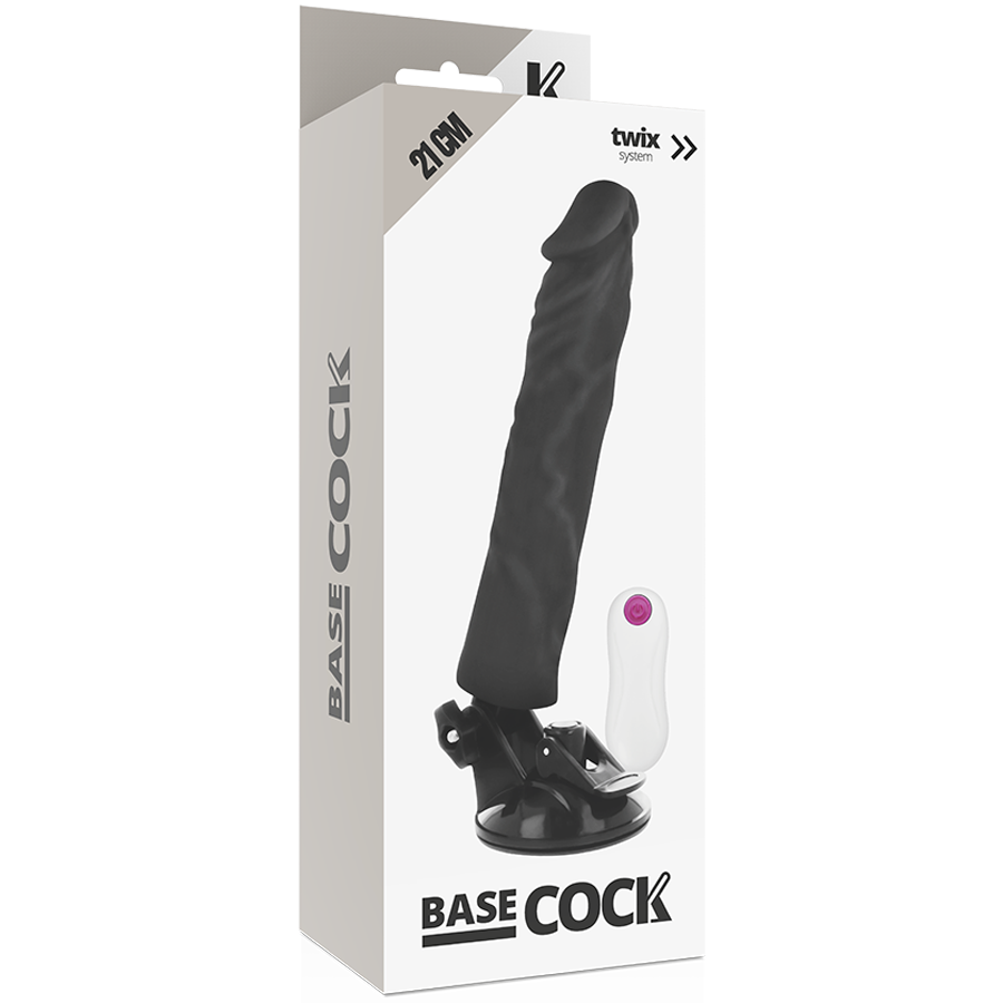 BASECOCK - VIBRATEUR RÉALISTE AVEC TÉLÉCOMMANDE, PEAU CULTE 21 CM -O- 4 CM