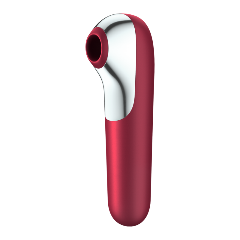 SATISFYER - DUBBELE LIEFDE VIBRATOR EN ZUIGER MET GEPULSEERDE LUCHT ROOD