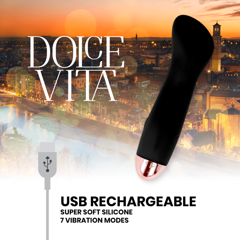 DOLCE VITA - OPLAADBARE VIBRATOR ONE BLACK 7 SNELHEDEN