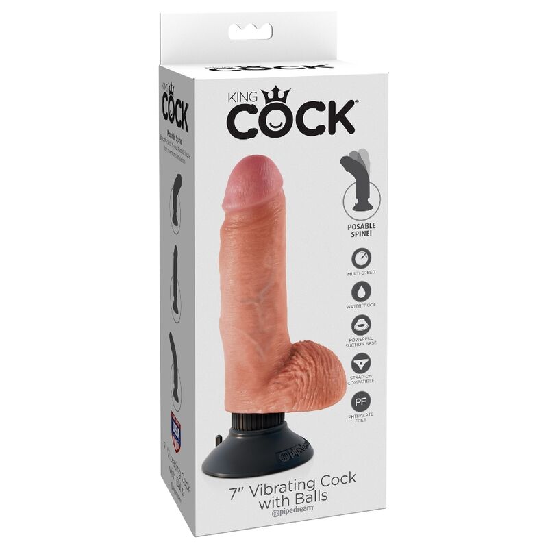 KING COCK - Pénis vibrant de 17,78 cm avec testicules en chair