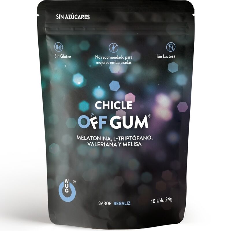 WUG GUM - OFF VALERIAAN, TRYPTOFAAN, CITROENMELSEM EN MELATONINE 10 EENHEDEN