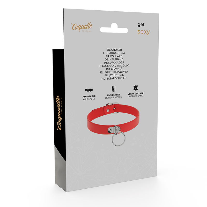 COQUETTE CHIC DESIRE - Красное веганское кожаное ожерелье, женский фетиш-аксессуар