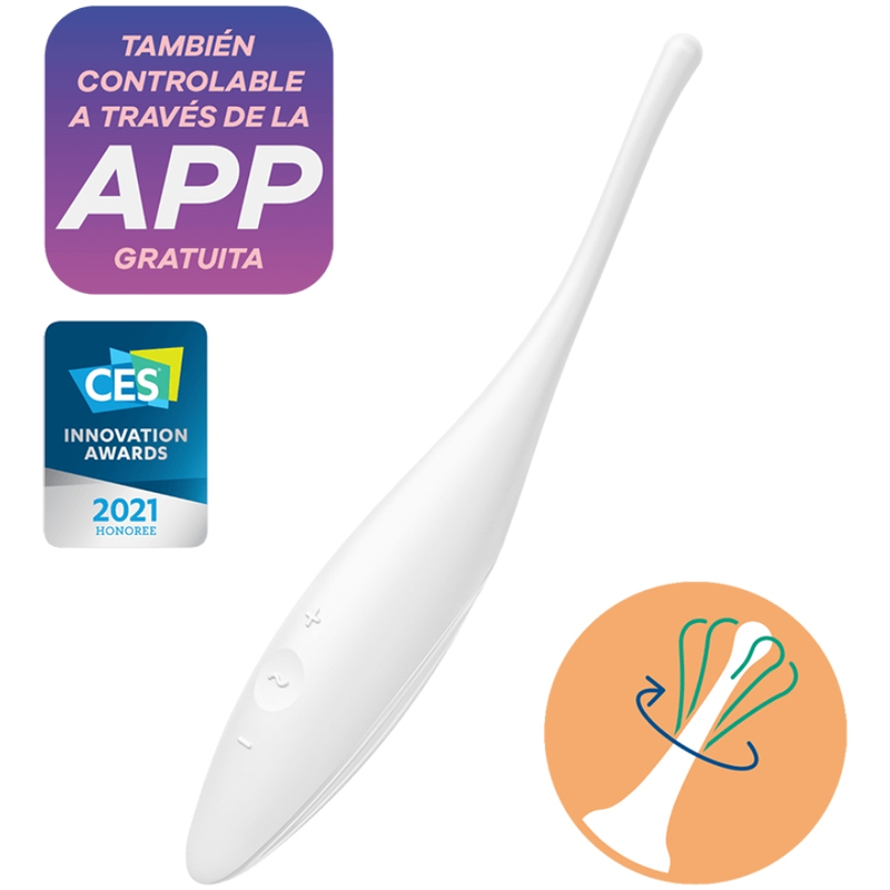 SATISFYER - VIBRATEUR À EMBOUT CLITULAIRE TWIRLING JOY BLANC