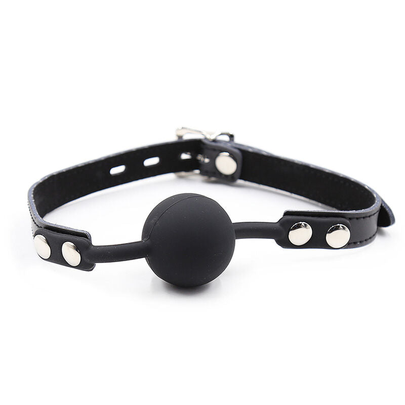OHMAMA FETISH - SILICONEN BALL GAG MET LEDEREN RIEM (HANGSLOT INBEGREPEN)