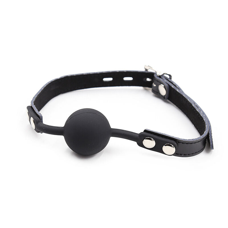 OHMAMA FETISH - SILICONEN BALL GAG MET LEDEREN RIEM (HANGSLOT INBEGREPEN)