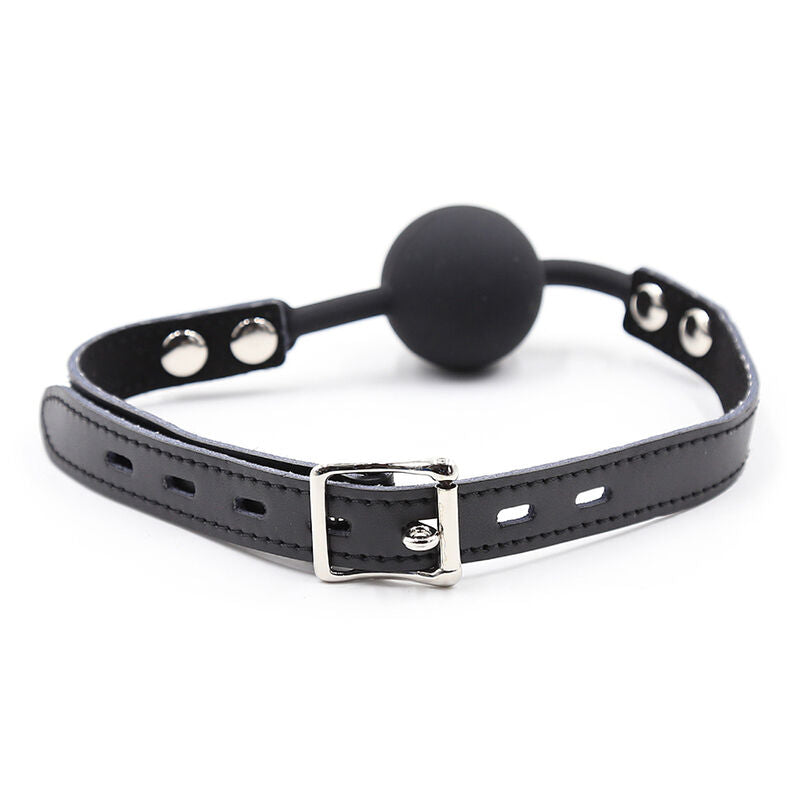 OHMAMA FETISH - SILICONEN BALL GAG MET LEDEREN RIEM (HANGSLOT INBEGREPEN)
