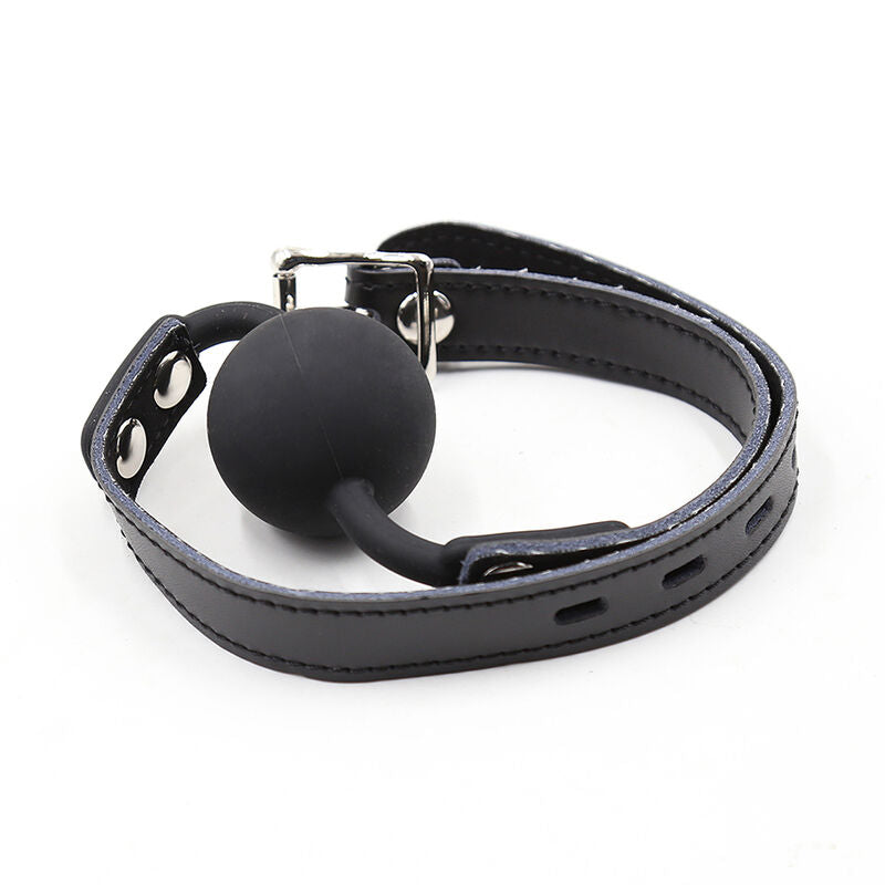OHMAMA FETISH - SILICONEN BALL GAG MET LEDEREN RIEM (HANGSLOT INBEGREPEN)