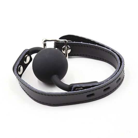 OHMAMA FETISH - BÂILLON À BOULE EN SILICONE AVEC CEINTURE EN CUIR (CADANE INCLUS)