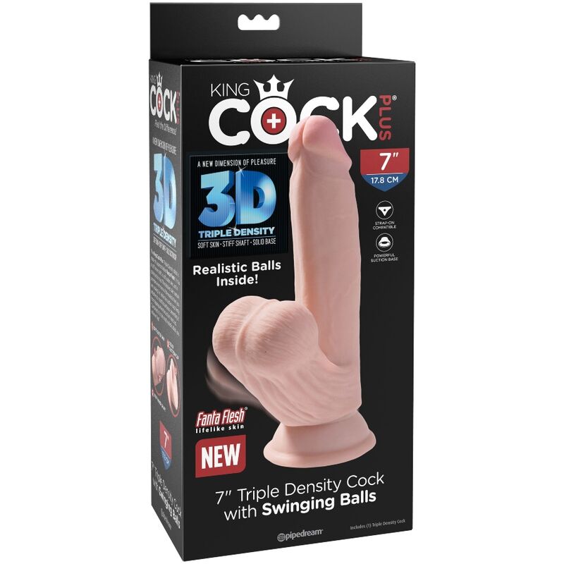 KING COCK - PLUS GODEMICHET 3D AVEC BOULONS ÉLANCÉS 15,2 CM PEAU CLAIRE