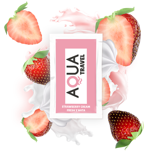 AQUA TRAVEL - Lubrifiant à base d'eau, parfum crème de fraise, 6 ml